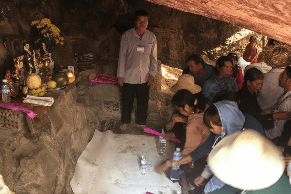 Du khách đến bái lễ ở Hang Tổ